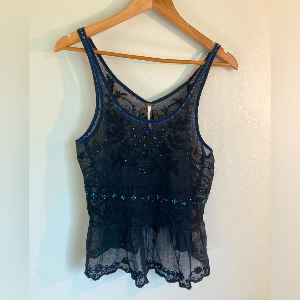 Free People Sequin Embellished Tank Top (S)